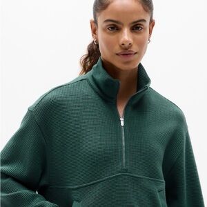 Athleta waffle Half-Zip Top - Pine, XS